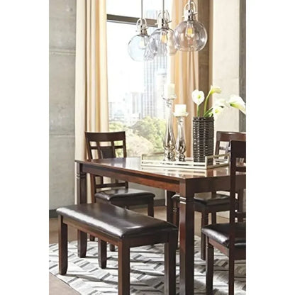 Living Room Bennox Dining Room Set, Includes Table, 4 18" Chairs & Bench, Brown