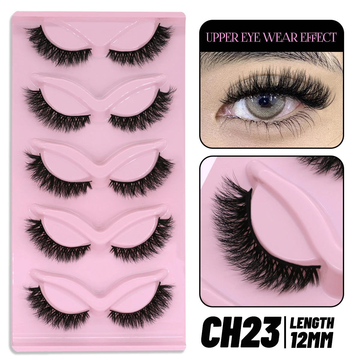 Makeup and face GROINNEYA Cat Eye Lashes Faux Mink Eyelashes Natural long Winged End Eye Elongated Eyelashes Faux Cils Eyelashes Extension