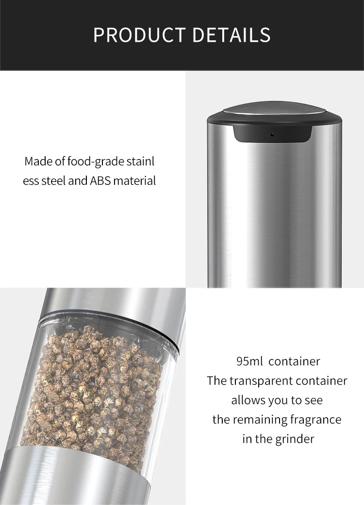 Kitchen  Electric Automatic Mill Pepper And Salt Grinder With LED  Adjustable Coarseness Partner Manufacturers kitchen appliance