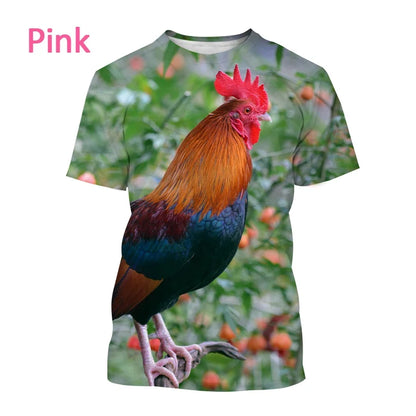 Men clothing Newly Sold 3D Printed Men's Short Sleeve Personality Fashion Casual Animal Color Rooster Print T-shirt