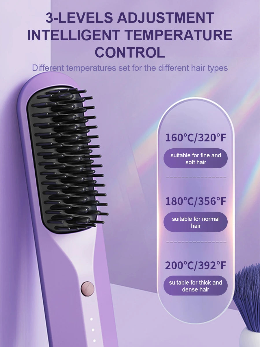 Style & Shine Hair  Cordless Electric Hair Brushes Straightener Brush  Heat Comb