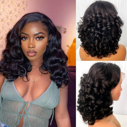 Crown & Glory Wigs  12A 250% Density Raw Super Double Drawn Vietnamese Human Hair wigs 18" Bouncy Wave 13x4 Lace Front Virgin Hair Pre Plucked Wigs