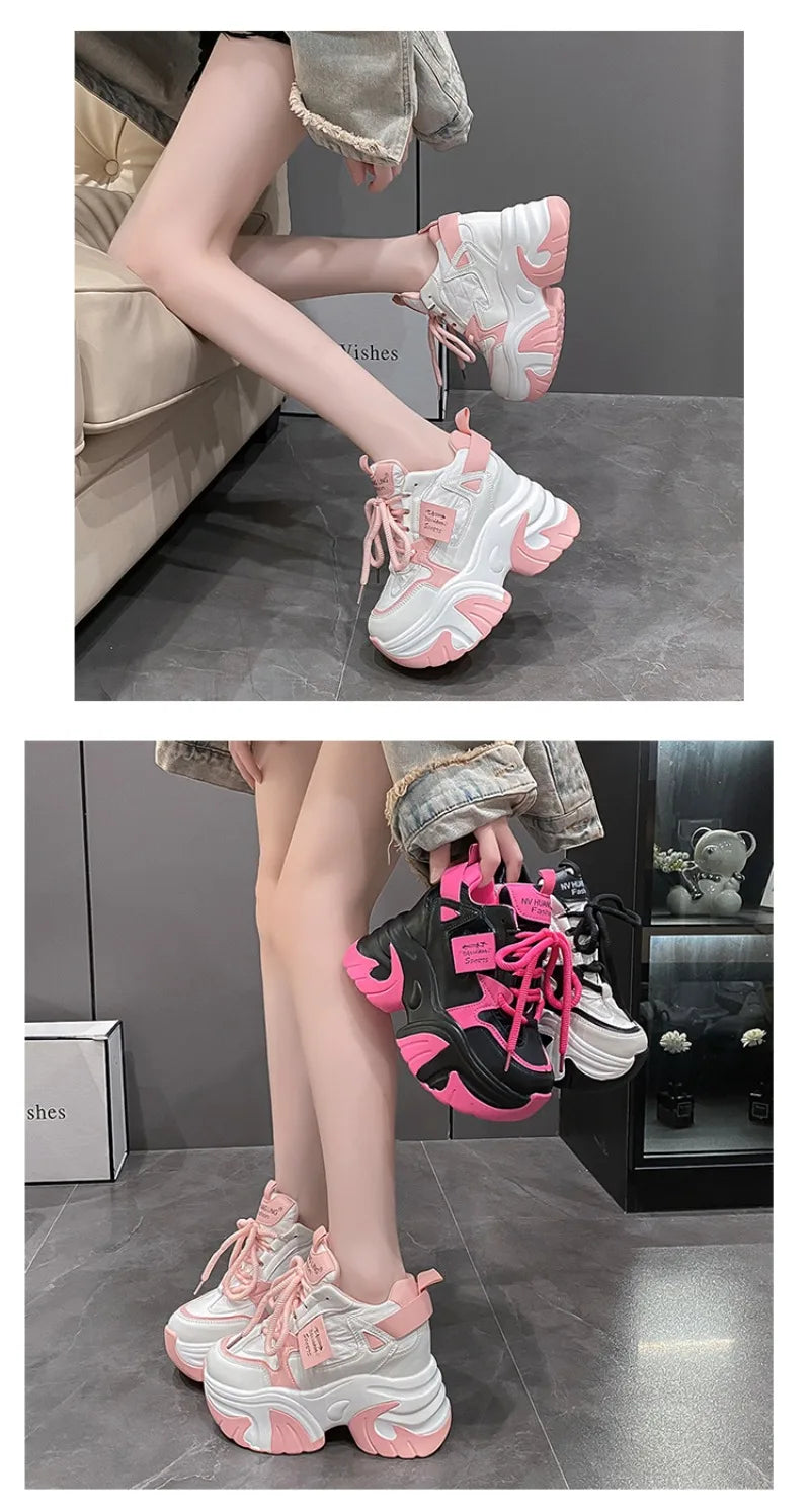 Woman shoes  High Platform Sneakers Women 2023 Thick Sole Sports Ladies Trainers Vulcanized Shoes Woman Chunky Sneakers Zapatillas Mujer 10CM