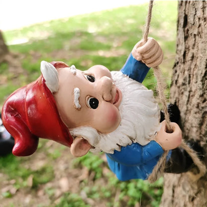 Outdoor accessories Resin Climbing Gnome Sculpture White Beard Dwarf Art Statue Courtyard outdoor Landscape Figurines Garden Tree Decoration Elf Pendant