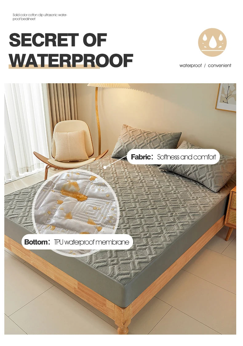 Bedroom   Super Waterproof Quilted Mattress Cover Twin Full King Queen Size Anti-mite Air-Permeable Bed Pad Cover Not Including Pillowcase