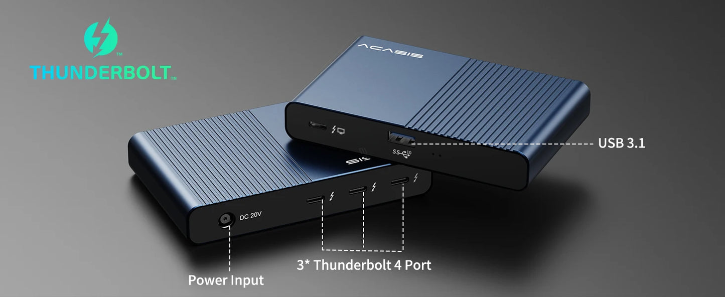 Laptop Acasis Thunderbolt 4 Docking Station 40 Gbps USB 4.0 6 In 1 Hub Type-C Deck 8K@60HZ Video Output PD Charging For Macbook Pro