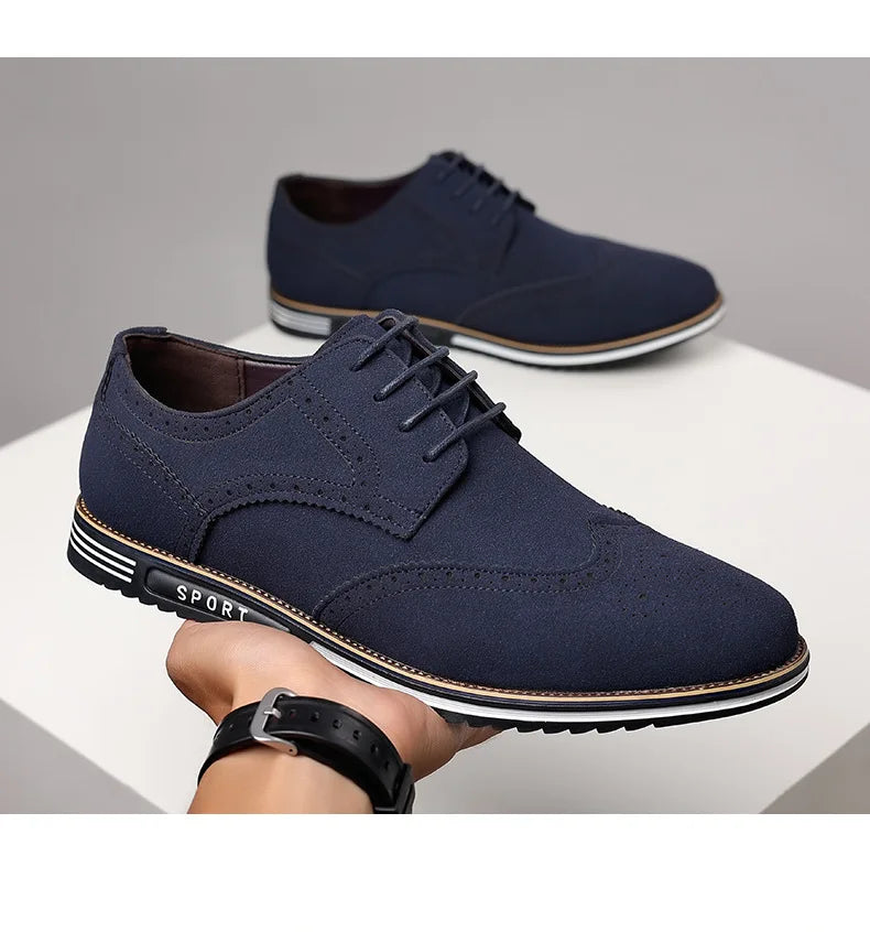 Men shoes Faux Suede Shoe Lace Up Black Oxford Shoe for Men Flat New Fashion Sneaker Man Autumn Breathable Comfortable Casual Men Shoe