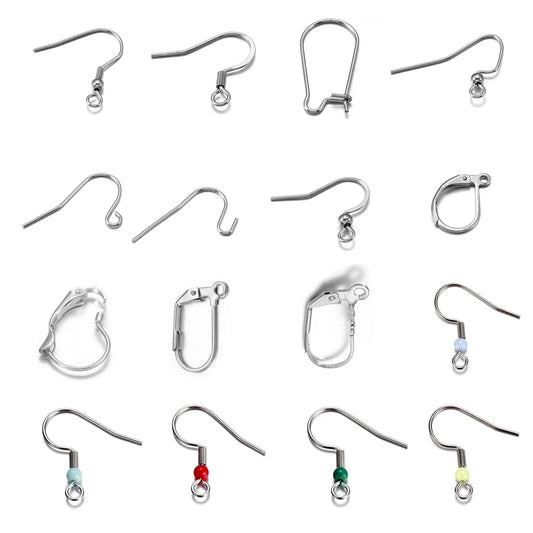 Jewellery  20-50Pcs No Allergic Stainless Steel Ear Hook Earrings Clasps Ear Wire Findings For DIY Jewelry Making Supplies Accessories