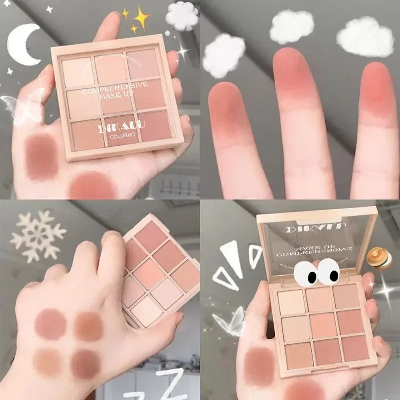 Makeup and face - 9-Color Eyeshadow Palette – Matte, Shimmer & Metallic Finishes