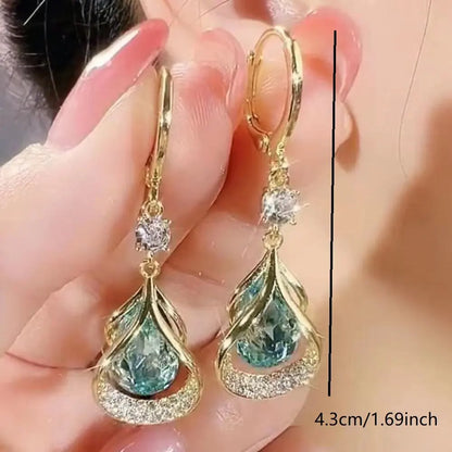 Jewellery 2PC  Cat Eye Stone Water Drop Niche Design Earrings Jewelry Accessories Suitable for Date, Party, Festival Gifts