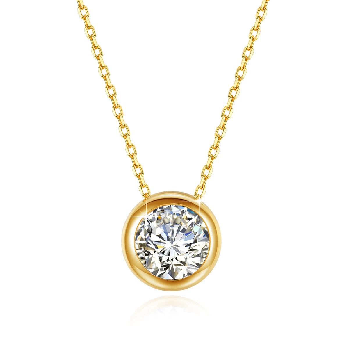 Jewellery   Moissanite Pendant 0.5ct Real 18k Gold Necklace Pure AU750 Diamond Fine Jewelry Wedding Anniversary