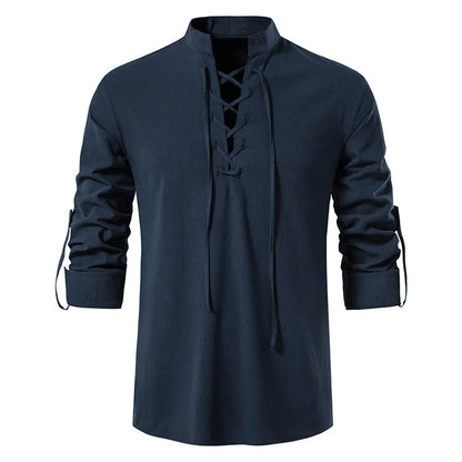 Men clothing   New Men Spring Cotton Linen Kimono Shirt Long Sleeve Solid Leisure Chinese Clothes Casual Stand Collar Shirts polo 2022 Running