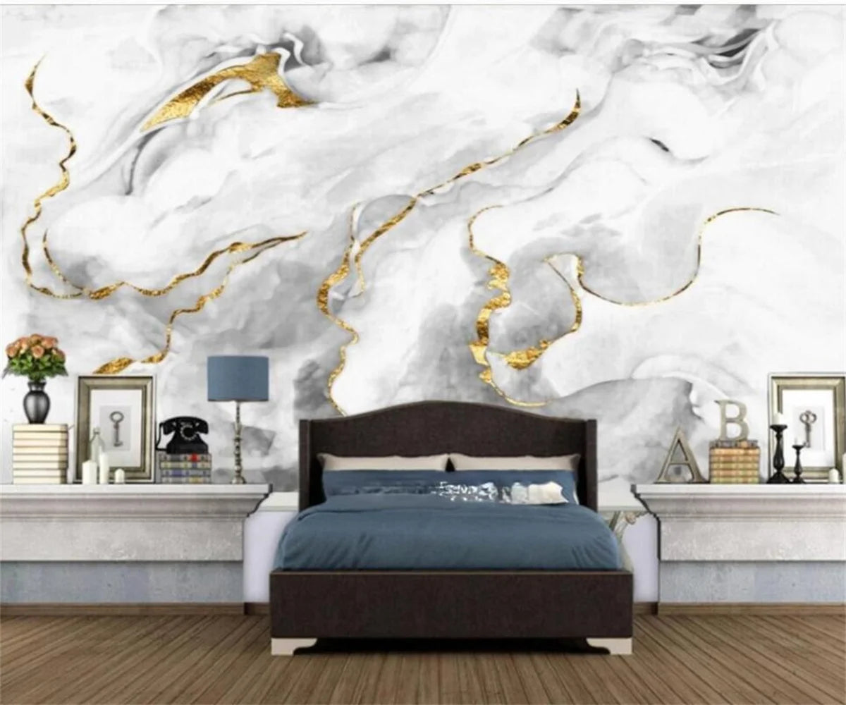 Living Room Customized papel de parede 3d new Chinese style abstract gold foil ink landscape mural living room background wall 3d wallpaper