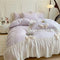 Bedroom   French Princess Style Bedding Sets Ruffle Lace Bow Quilt Cover Romantic Bedclothes Decor Woman Girls Bedroom Duvet Cover 4pcs