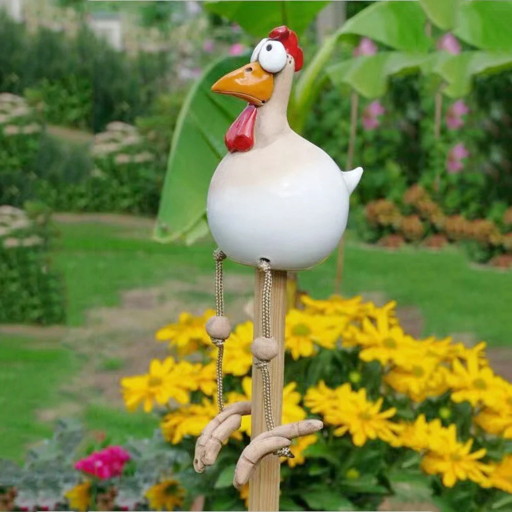 Outdoor  Big-eyed Chicken Creative Sculptures Garden Supplies Long Feet Craft Handicraft Waterproof Perfect Gifts for Outdoor Indoor Yard