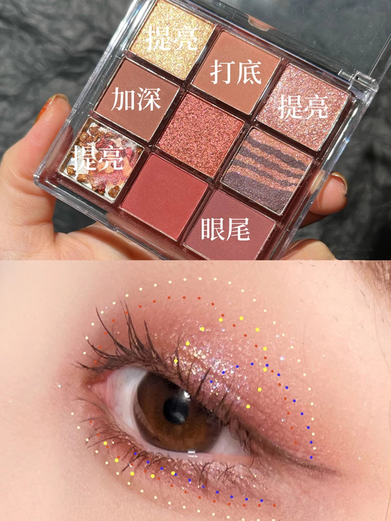 Makeup and face - 9-Color Eyeshadow Palette – Matte, Shimmer & Metallic Finishes