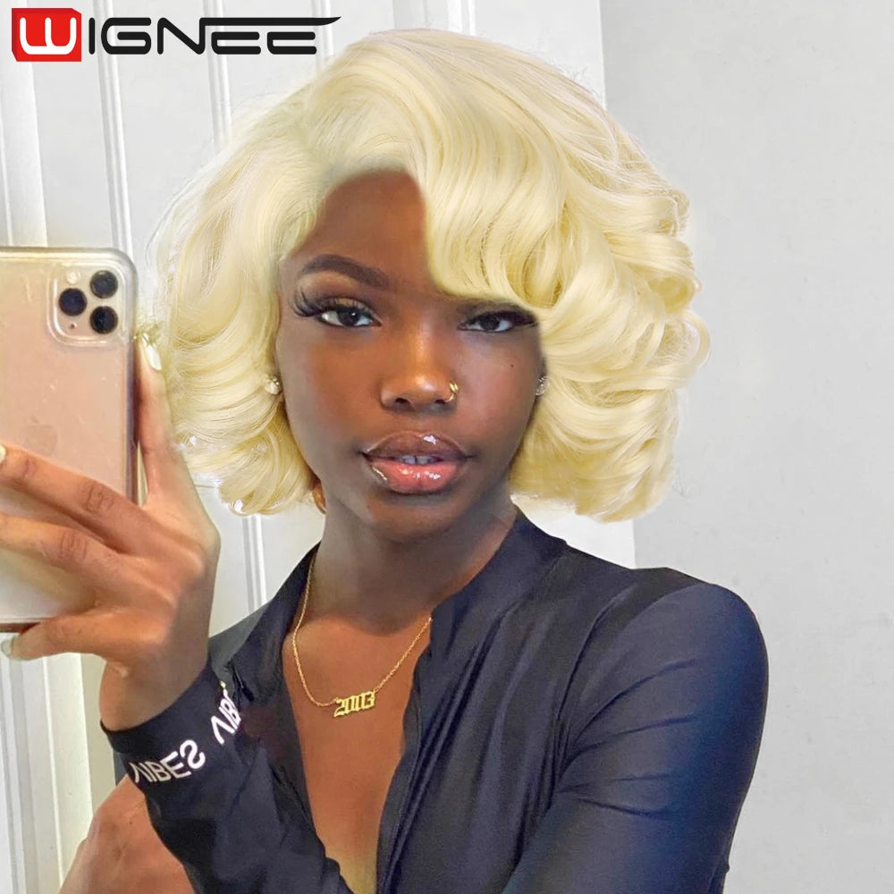 Crown & Glory Wigs   WIGNEE Pixie Short Wigs Synthetic Hair Body Wave Wig Side Part Lace Wig Natural Hair Wigs For Women Black Wig Heat Resistant