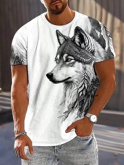 Men clothing  Different Pupil Wolf Print Men's T-shirt