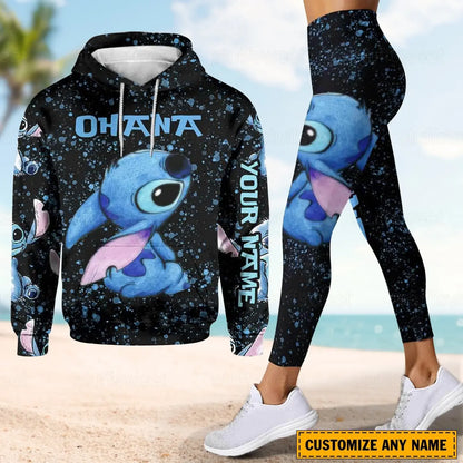 Woman clothing  3D Hoodie and Leggings Set Women's Casual Stitch Yoga Pants Suit Disney Yoga Hoodie Leggings Fashion Tracksuit Set