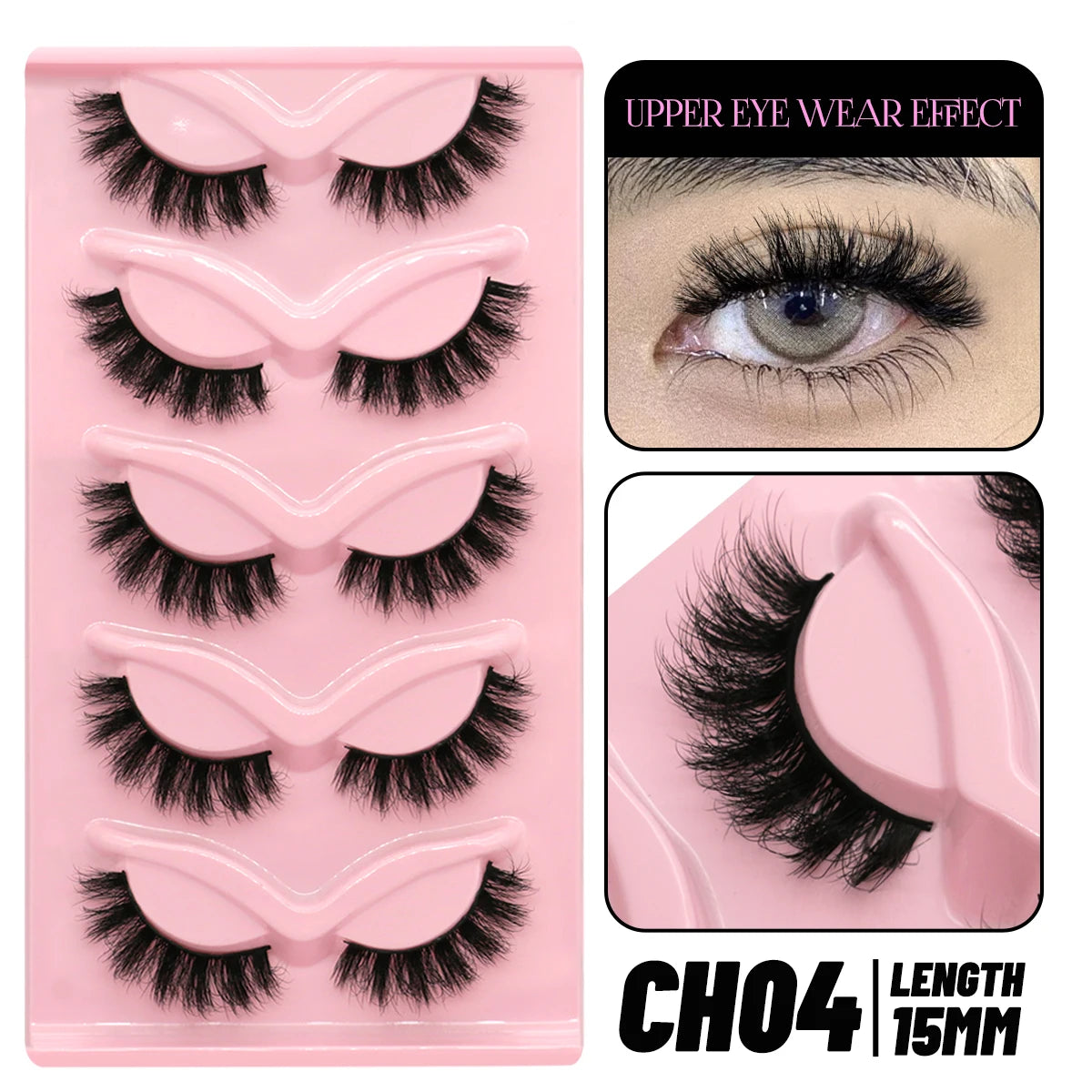 Makeup and face GROINNEYA Cat Eye Lashes Faux Mink Eyelashes Natural long Winged End Eye Elongated Eyelashes Faux Cils Eyelashes Extension