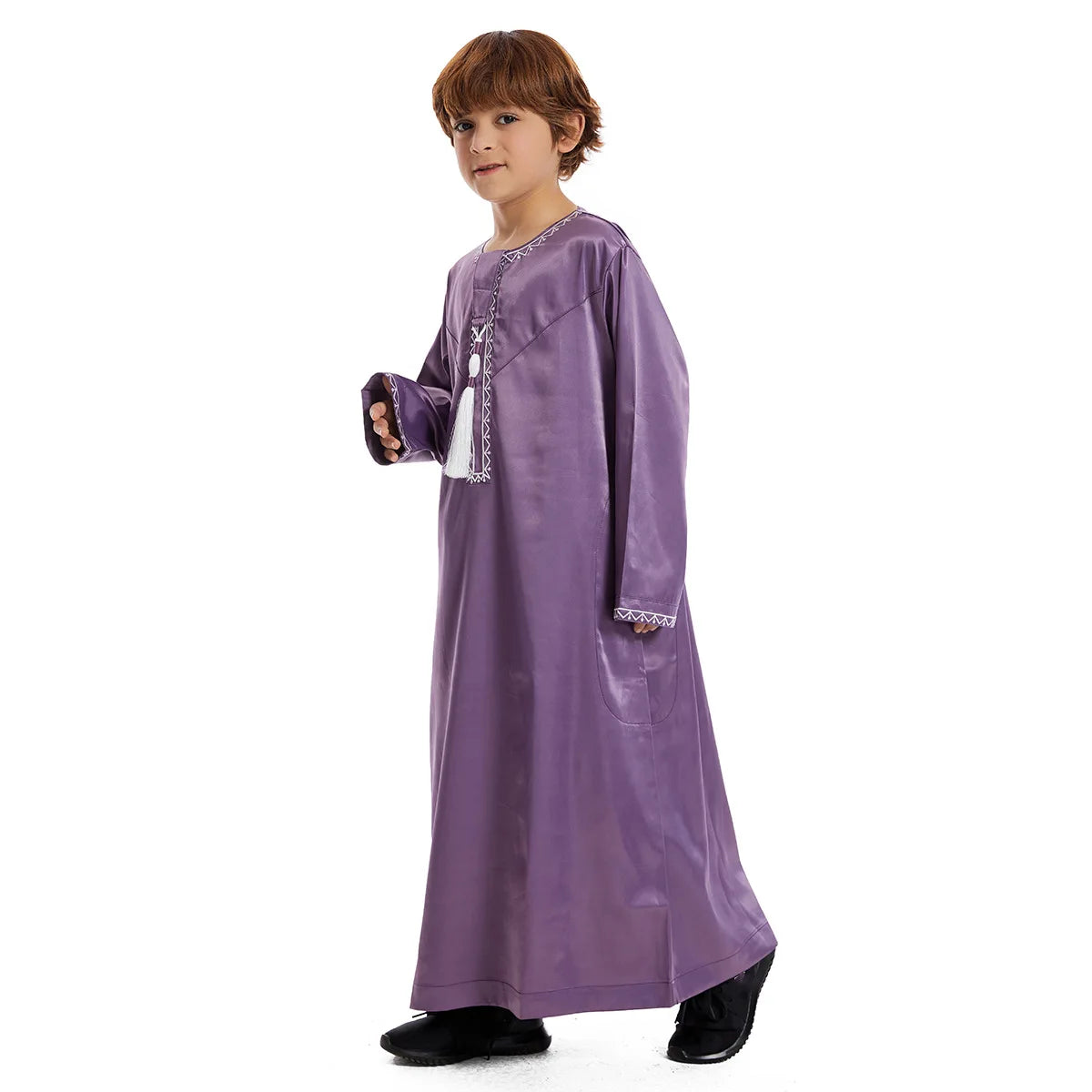 Muslim family  Eid Muslim Children Abaya Ramadan Jubba Prayer Thobe Boy Kids Abayas Islam Long Robe Gown Kaftan Dubai Arab Tassel Dishdasha