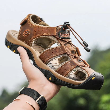 Men shoes Summer Men Sandals Leather Mens Casual Shoes Breathable  Sandals for Men Beach Shoes Slippers Fashion Roman Shoes