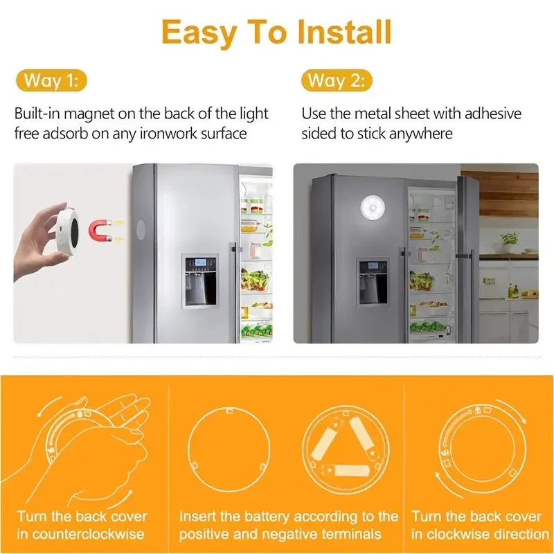 Living Room 1/3/6pcs 6LED Motion Sensor Night Light LED Closet Lights Under Cabinet Lights Wireless Wall Puck Lamp For Stair Step Hallway