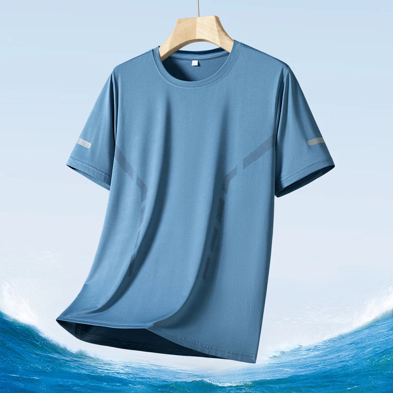 Men clothing  Ice Silk Thin Short Sleeve Quick Drying T-shirt for Men