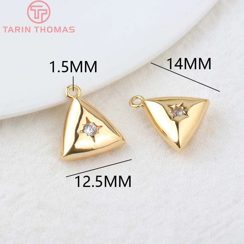 Jewellery   (203)4PCS 10x15MM 24K Gold Color Plated Brass with Zircon Star Charms Pendants High Quality Jewelry Findings Earrings Accessorie