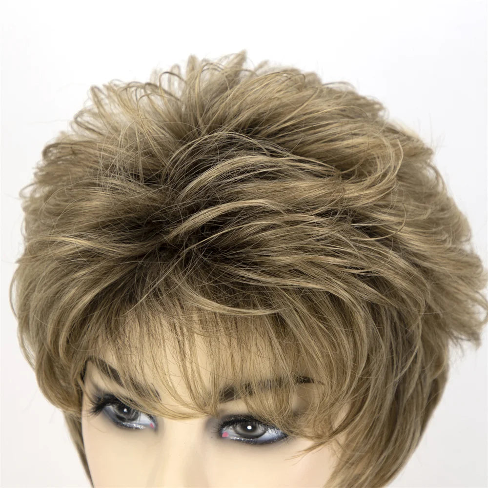 Crown & Glory Wigs Synthetic Wig European and American Women's Hair Short Wigs Puffy Chemical Fiber Fashion Head Cover with Bangs