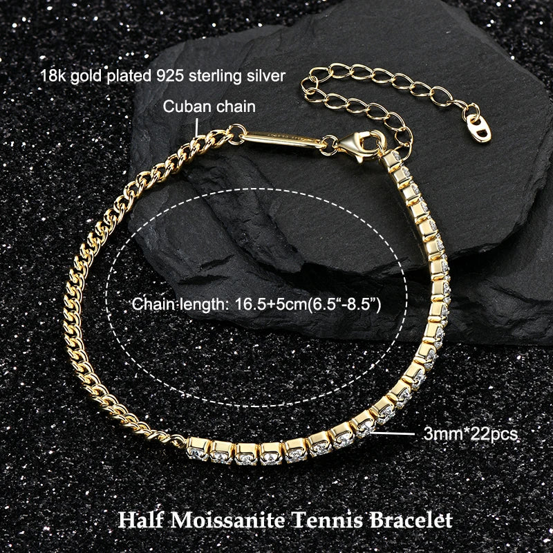 Jewellery   Anziw 925 Sterling Silver Plated 14K Gold Tennis Bracelet 3mm 5mm