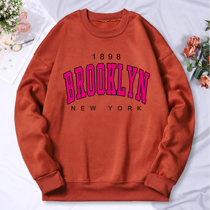 Woman clothing   Brooklyn New York Printing Tracksuit Women Classic Retro Fashion Hooded Fleece Warm Casual Clothes Loose Oversize Hoodies