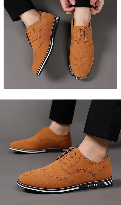 Men shoes Faux Suede Shoe Lace Up Black Oxford Shoe for Men Flat New Fashion Sneaker Man Autumn Breathable Comfortable Casual Men Shoe