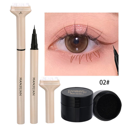 Makeup and face  2 in 1 Double-ended Lower Eyelash Stamp with Eyeliner DIY Waterproof Eye Liner Seal