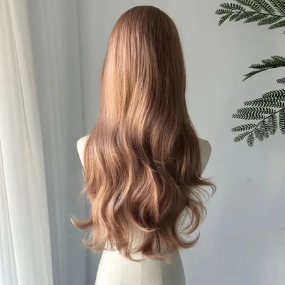 Crown & Glory Wigs   Champagne Blonde Wig Lace Front Synthetic Wig Long Body Wavy Brown Wigs for Daily Use Headband Lolita Cosplay 가발  Perruque Femme