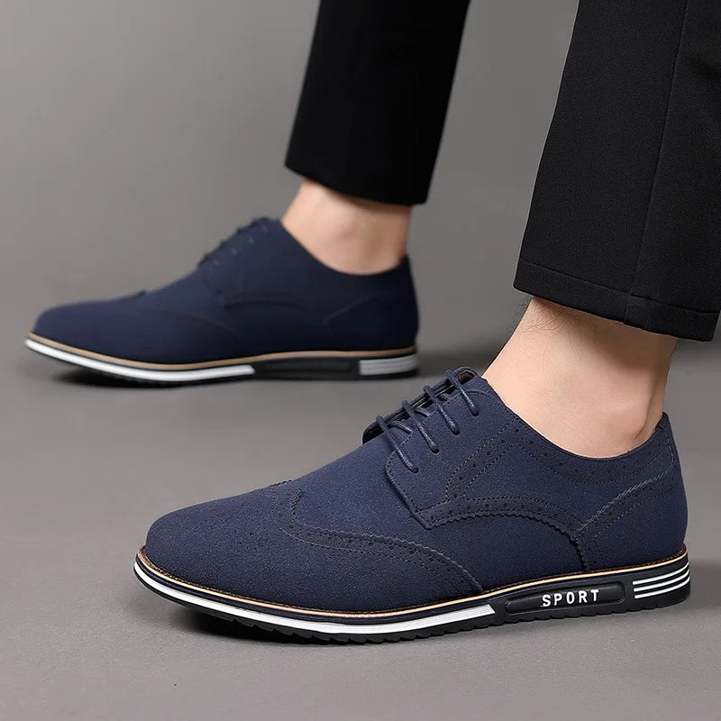 Men shoes Faux Suede Shoe Lace Up Black Oxford Shoe for Men Flat New Fashion Sneaker Man Autumn Breathable Comfortable Casual Men Shoe