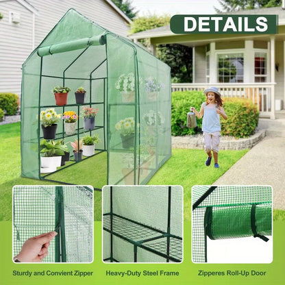 Outdoor  8 Shelves 3 Tiers Greenhouse Portable Mini Walk In Outdoor MINI Planter House