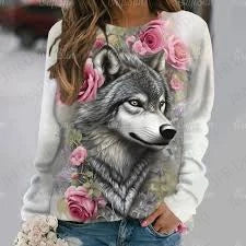 Woman clothing   Animal Wolf 3d Print Hoodies Women Fashion Hoodie Crewneck Casual Wolf Sweatshirt