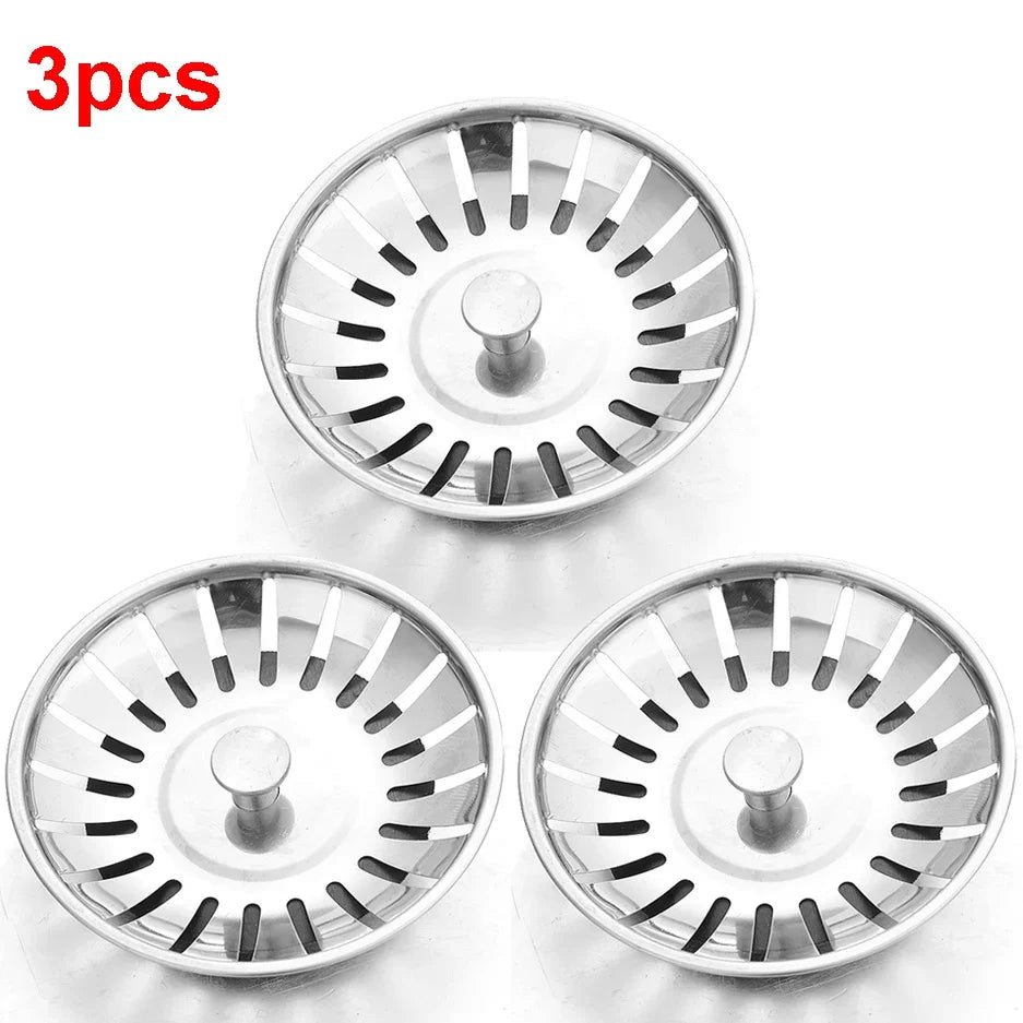 kitchen  Wholesale Kitchen Sink Strainers with Handle Stopper Sink Drain Basket Stainless Steel Mesh Filter Waste Hole Trap Strainer