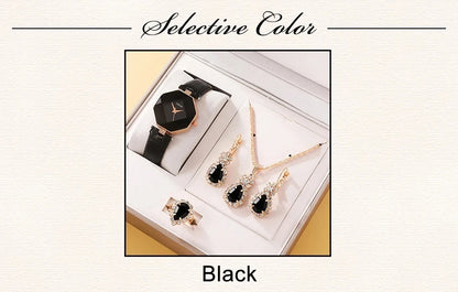 Jewellery   5pcs Set Watches Set Luxury Rhinestone Women Fashion Elegant Wristwatch Quartz Watch