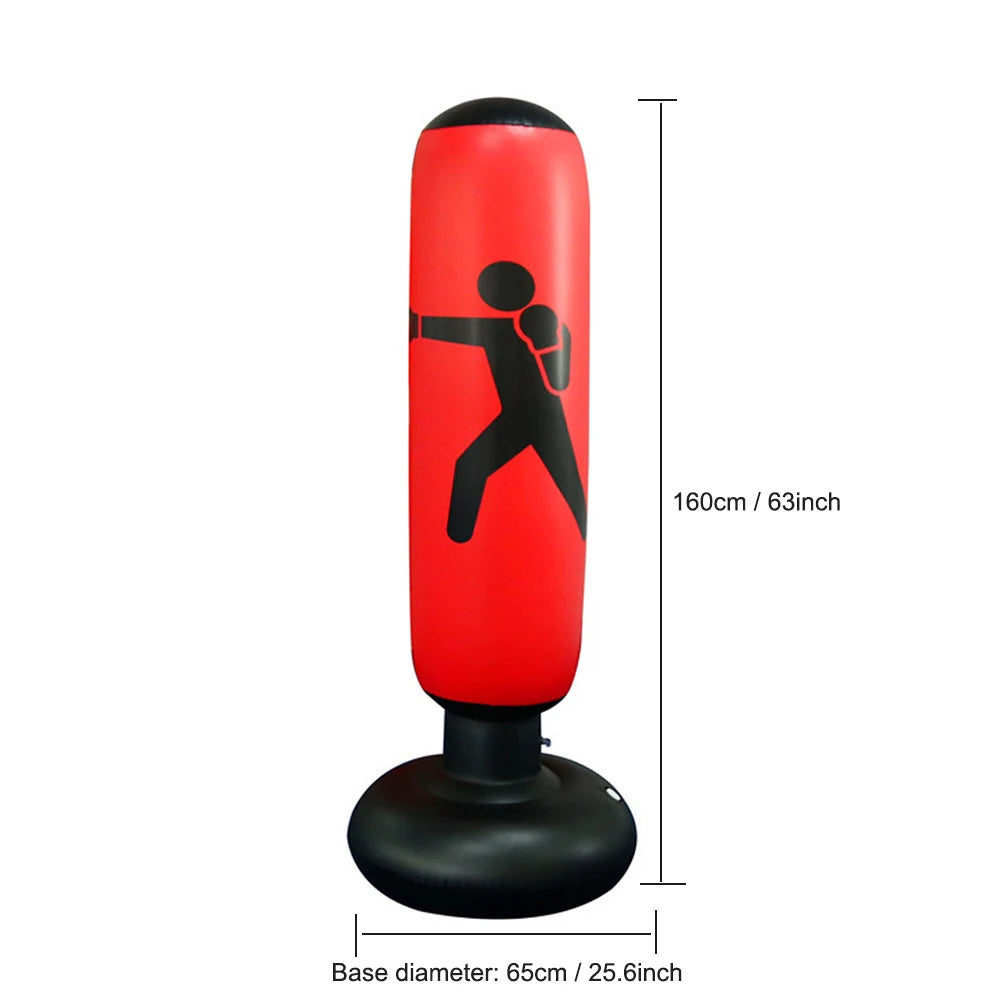 Fitness   160cm Inflatable Punching Bag Adults Kids PVC Boxing Sack Training Pressure Relief Exercise Punching Stand Fitness Equipment