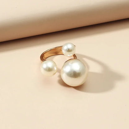 Jewellery  1Pcs Fashion Jewelry Elegant Pearl Rings for Women Opening European American Style Rings Wedding Decoration