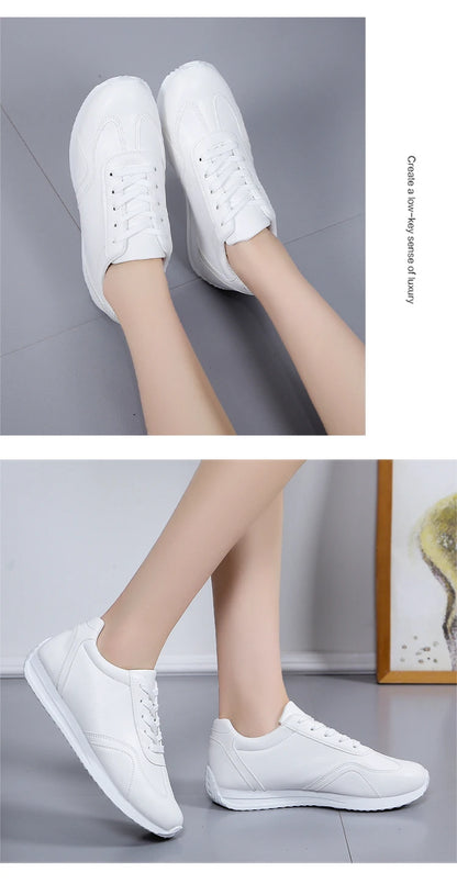 Woman shoes White leather Sneakers Sports vulcanized shoes Comfortable Spring Sneakers Casual Shoes 2024 Fashion School Tennis