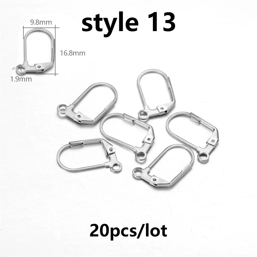 Jewellery  20-50Pcs No Allergic Stainless Steel Ear Hook Earrings Clasps Ear Wire Findings For DIY Jewelry Making Supplies Accessories