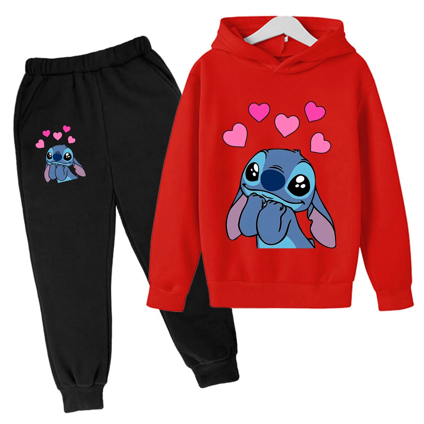 Girl clothing  Girls Clothes Stitch Hoodies Sweatshirts Children's Clothing Sets Child Girl Tops + Pants 2 Pcs Suits Kids Boys Tracksuits Set