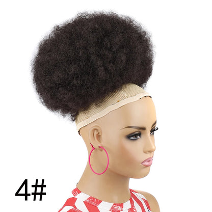 Crown & Glory Wigs  Afro Puff Drawstring Ponytail Extension for Black Women 10 Inch Synthetic Extra Large Fluffy Kinky Curly Hair Bun Donut Chignon