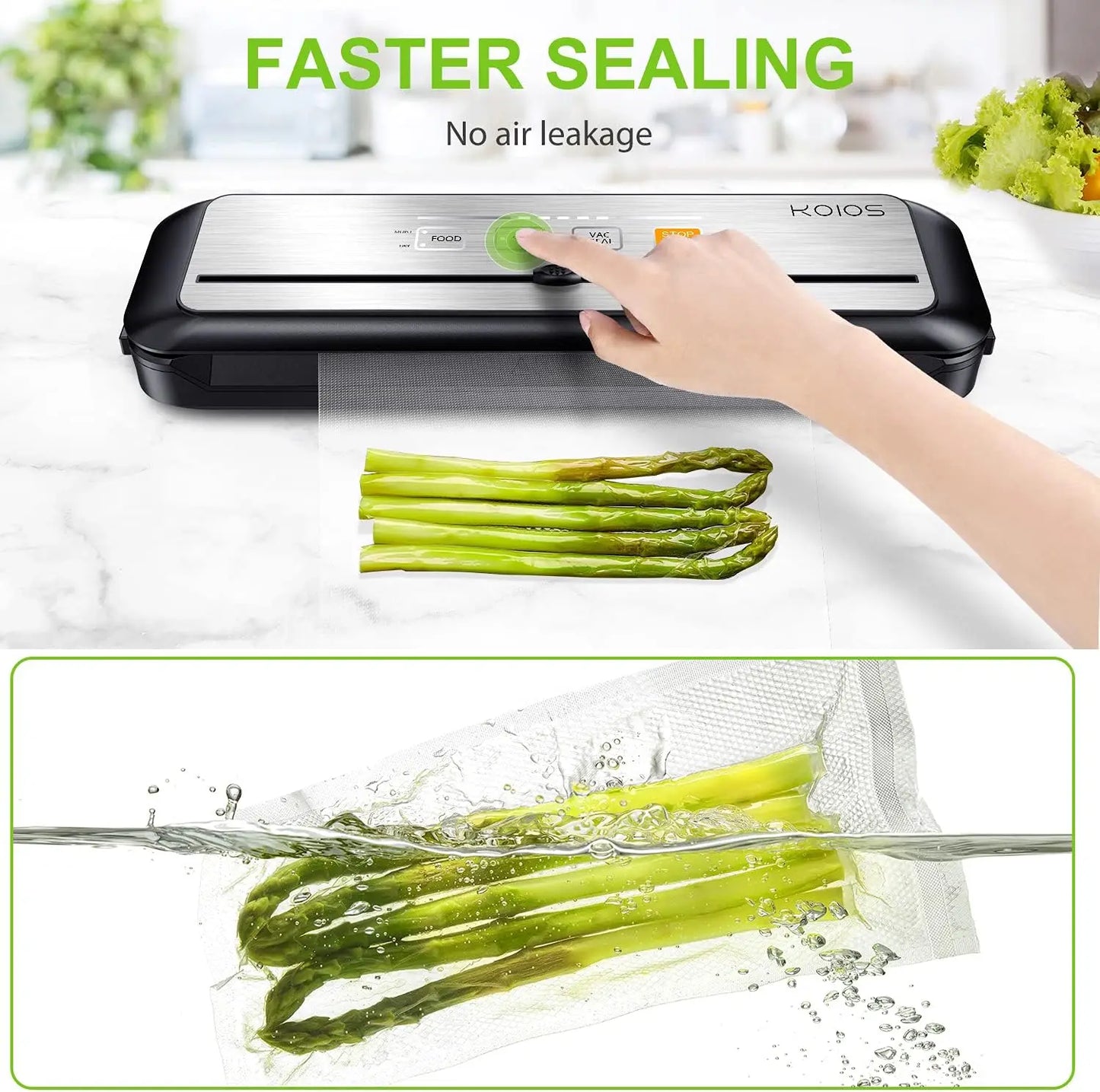 Kitchen  Vacuum Sealer Machine, 90Kpa Automatic Food Sealer with Cutter, 8-in-1 Food Vacuum Machine, Pulse Function, Dry&Moist Modes