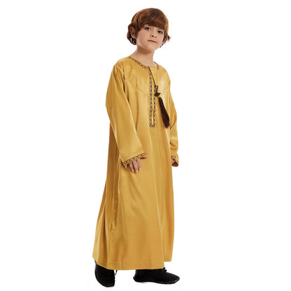 Muslim family  Eid Muslim Children Abaya Ramadan Jubba Prayer Thobe Boy Kids Abayas Islam Long Robe Gown Kaftan Dubai Arab Tassel Dishdasha