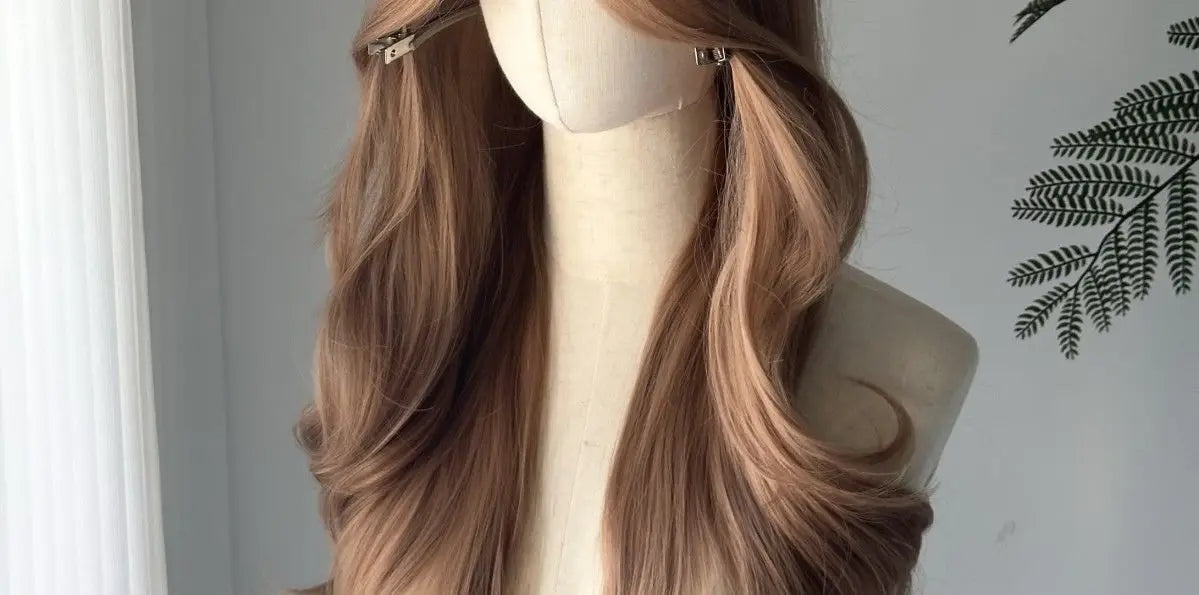 Crown & Glory Wigs   Champagne Blonde Wig Lace Front Synthetic Wig Long Body Wavy Brown Wigs for Daily Use Headband Lolita Cosplay 가발  Perruque Femme