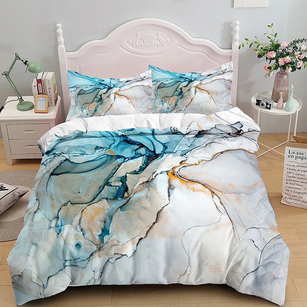 Bedroom   Marble Bedding Set King/Queen Size,Grey Gold Marble Duvet Cover Men Adults Modern Abstract Art Tie Dye Gothic Soft Quilt Cover